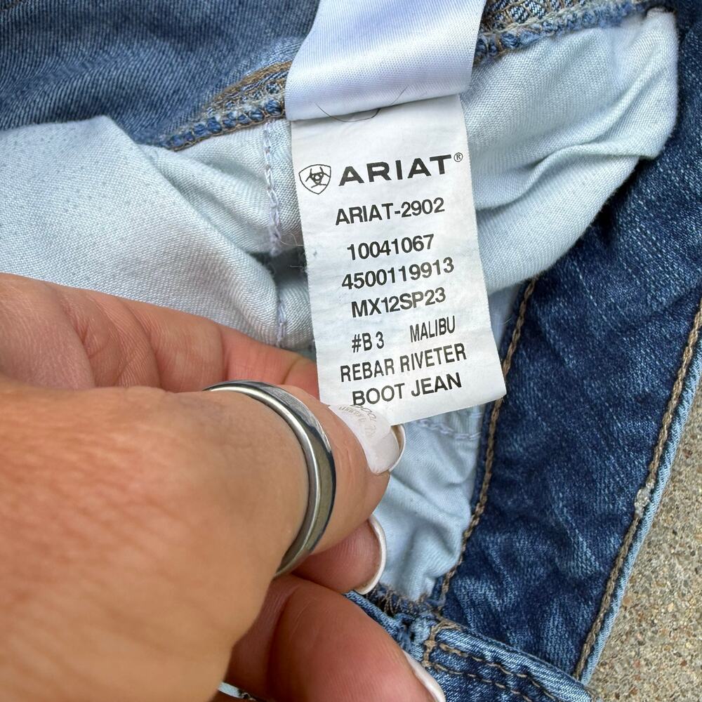 Ariat 33S Rebar Perfect Rise Riveter Boot Cut Jeans in Malibu 10041067 - Picture 6 of 11
